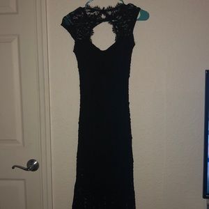 Long black lace dress